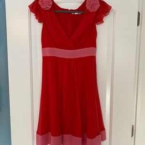 Red and Pink Silk Betsey Johnson Semi Formal Dress